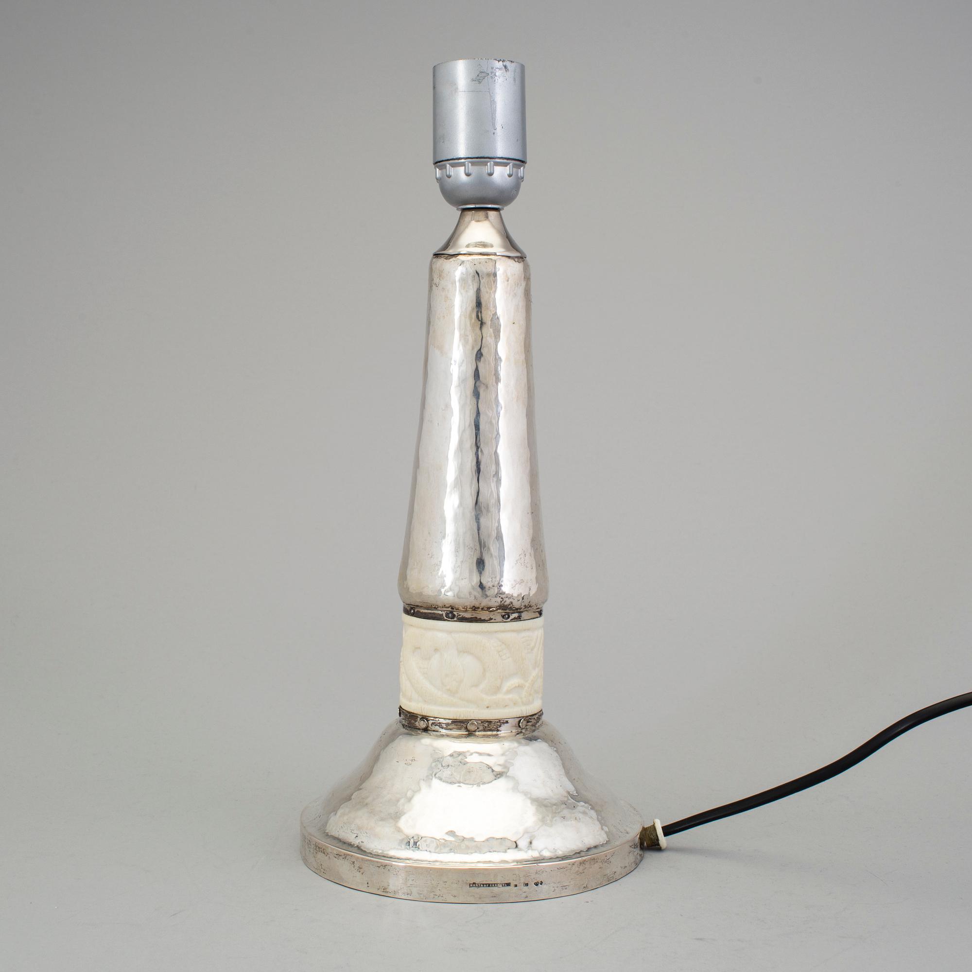 A Swedish 20th century silver table-lamp, mark of Marta af Ekenstam, Malmo 1920.