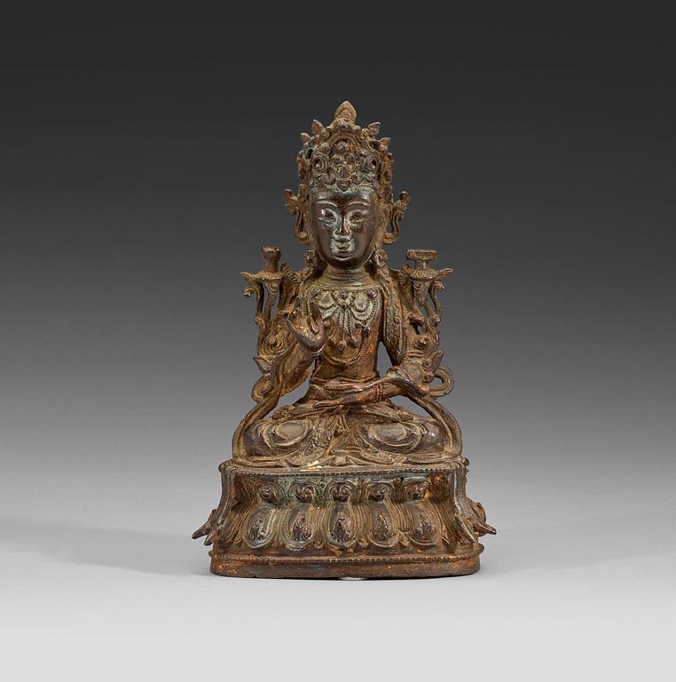 A bronze figure of Manjushri, Ming dynasty (1368-1644).