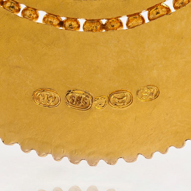 Tapio Wirkkala, "Vikingahänge", 14K guld, Westerback, Helsingfors 1971.