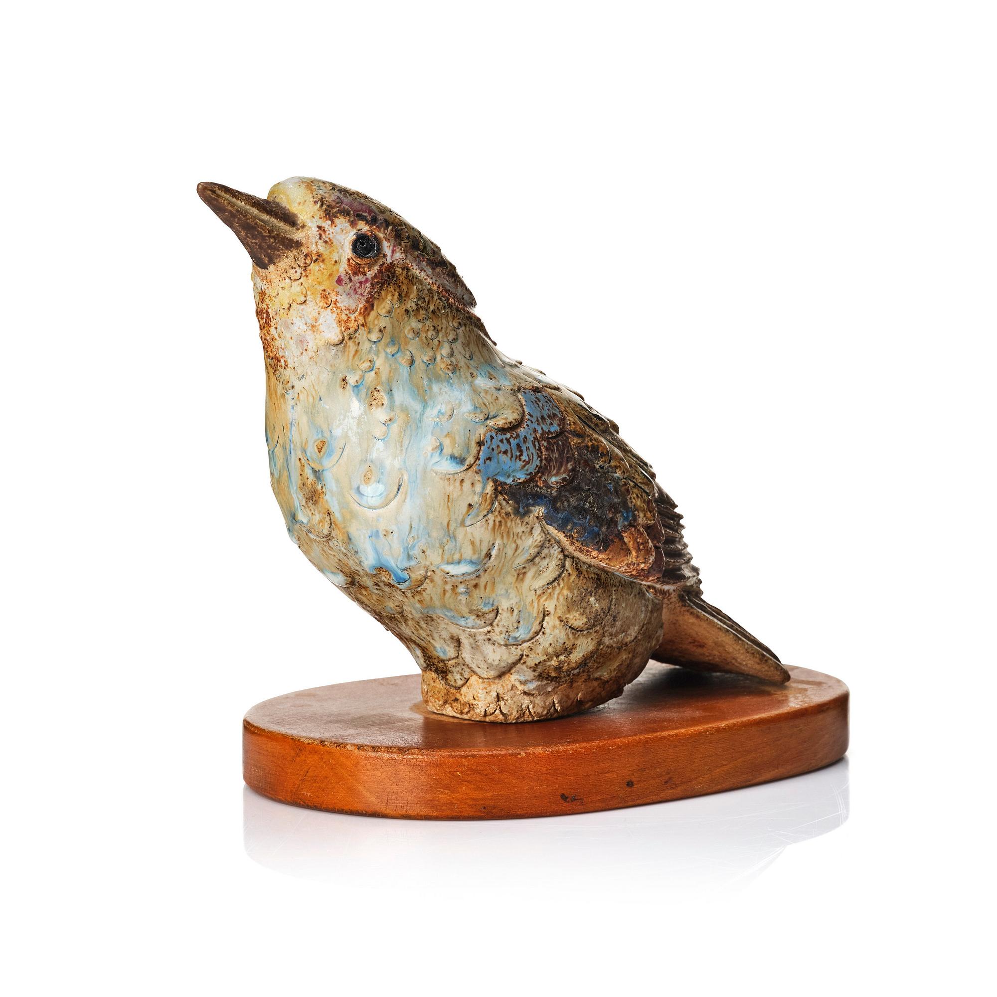 Tyra Lundgren, a stoneware sculpture of a bird, Sweden mid 20th century.