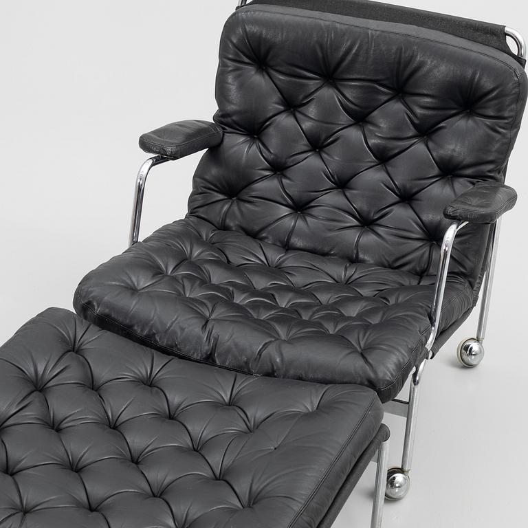 Bruno Mathsson, Armchair with footstool, "Karin 73", DUX, later part of the 20th century.