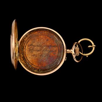FICKUR, 14K guld, 1900-talets första hälft. Total vikt med urverk ca 80 gram.