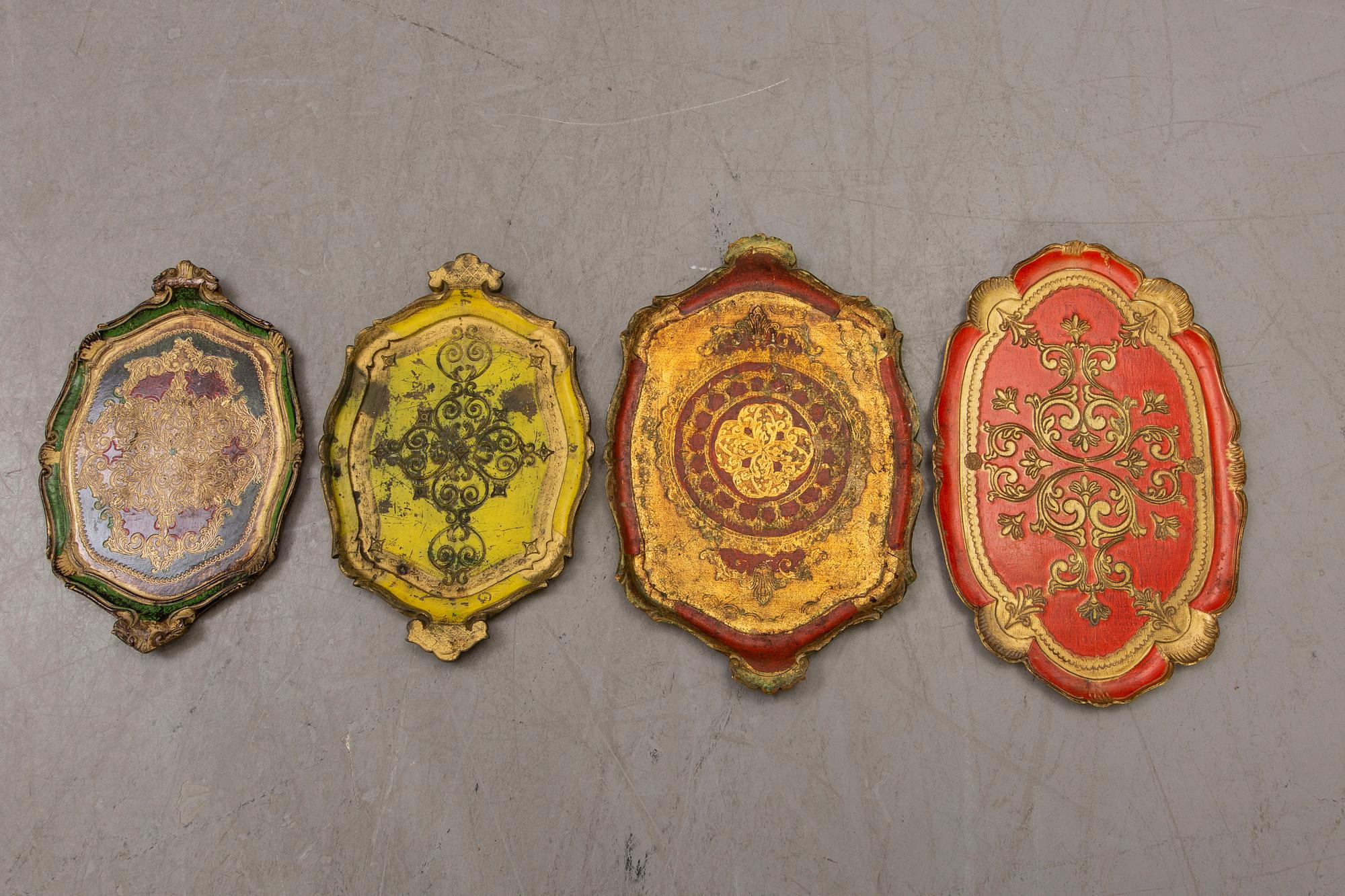 A set of 11 gilded Italian trays from Paoletti, Firenze mid 1900s/second half.