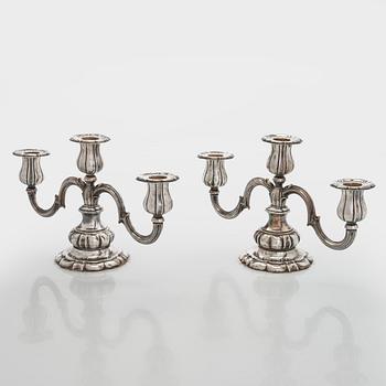 Carl M. Cohr, a pair of silver candelabra, Fredericia, Denmark, 1940.