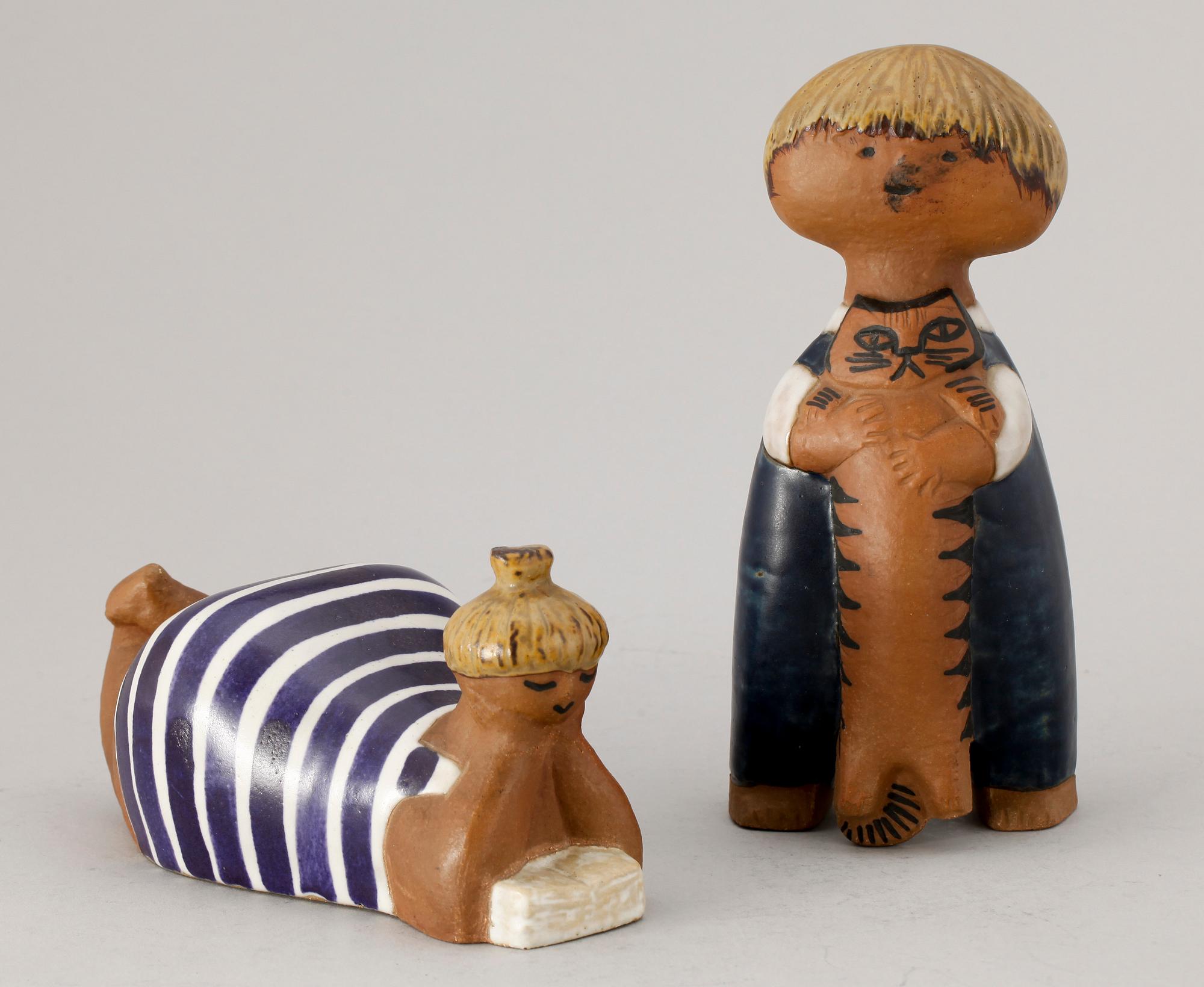 FIGURINER, 2 st. Stengods. Lisa Larson Gustavsberg.