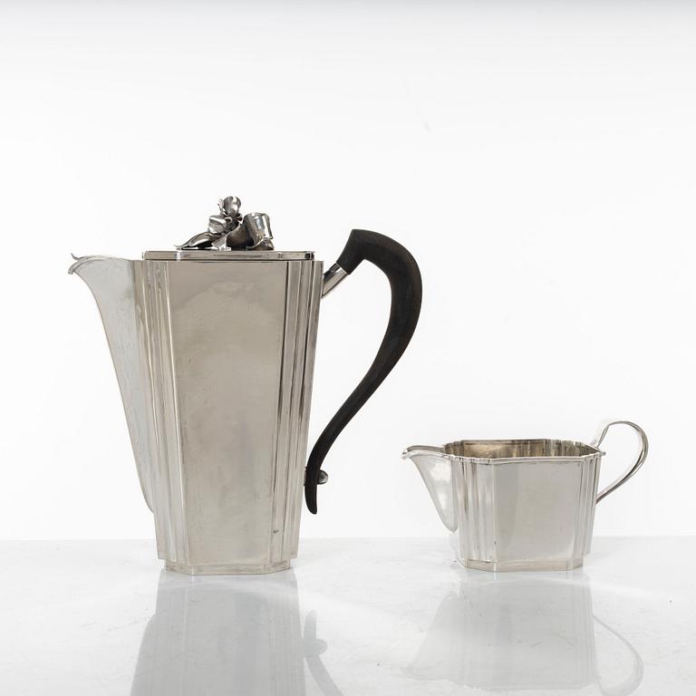 Coffee pot and cream jug sterling silver, Nils Reibing, Stockholm 1952.