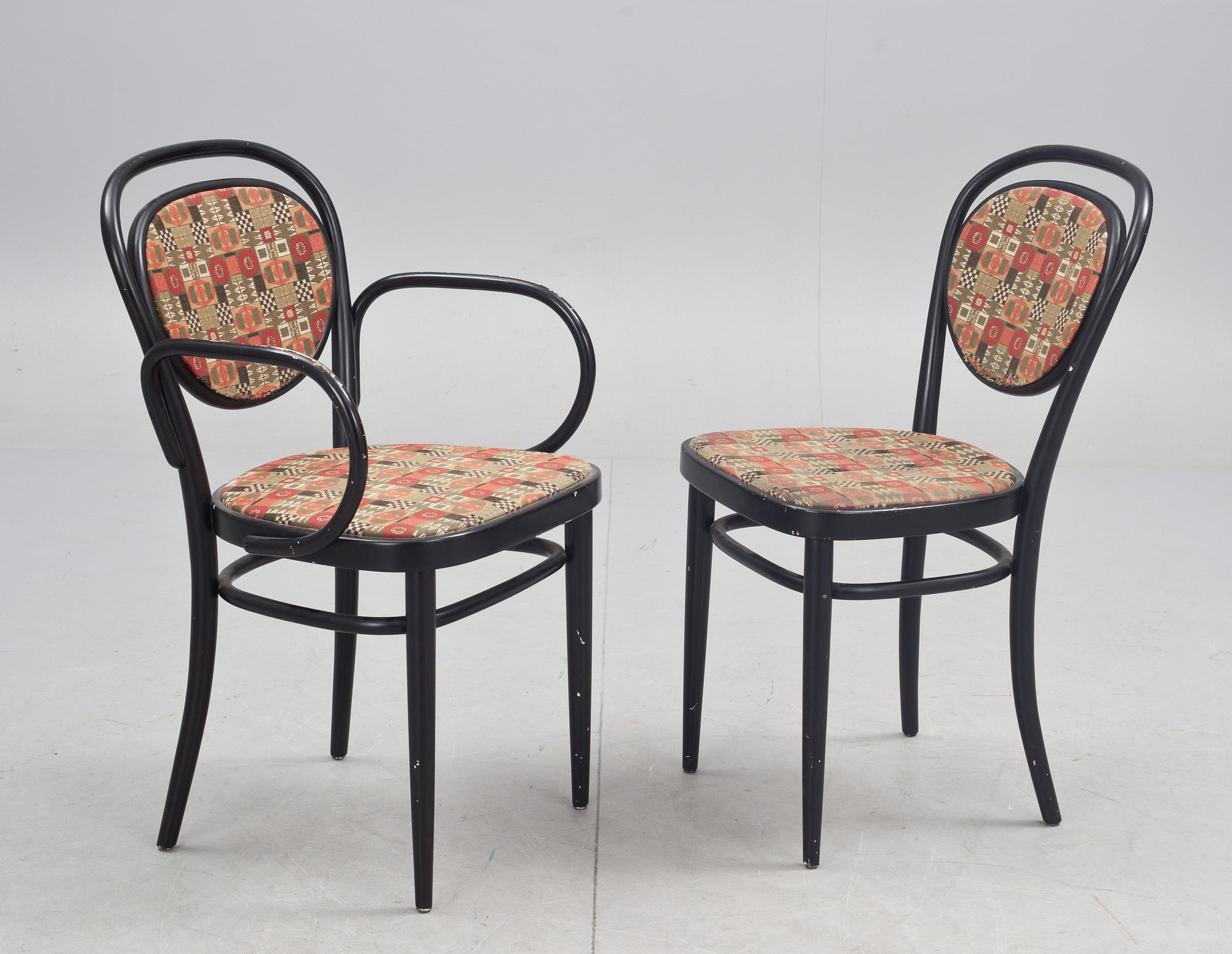 KARMSTOLAR och STOLAR, 2+4 st, Thonet, 1980-tal.