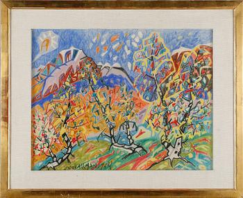 Uno Vallman · UNO VALLMAN, pastell, signerad och daterad 1954.