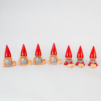 LISA LARSON, a set of seven earthenware candlesticks.