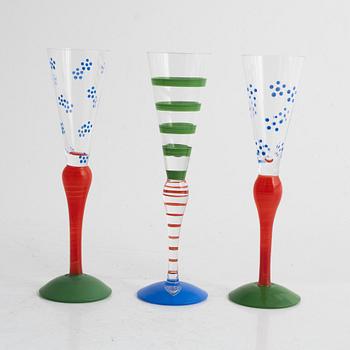 Anne Nilsson, a set of twelve 'Clown' schnapps glasses, Orrefors.