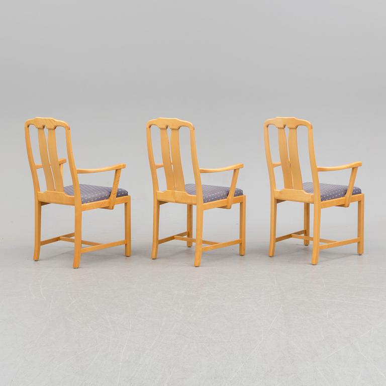 CARL MALMSTEN, three birch 'Ambassadör' armchairs from Åfors Möbelfabriks AB.