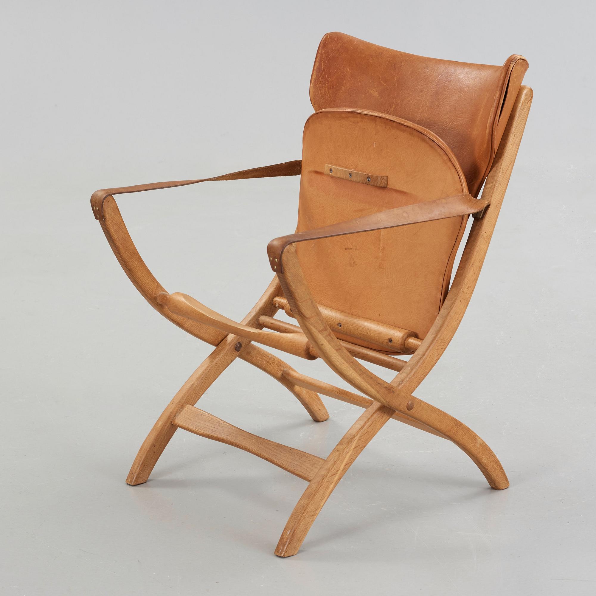 POUL HUNDEVAD, fällstol, "The Egyptian", Vamdrup, Danmark, 1950-60-tal.