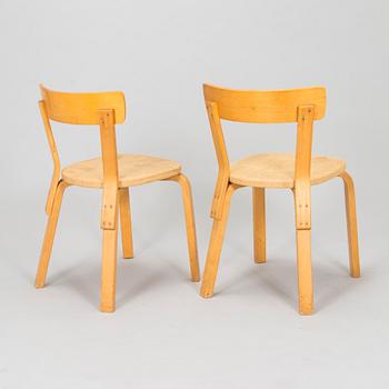 Alvar Aalto, tuoleja 2 kpl, malli 69, Artek 1960-luku.