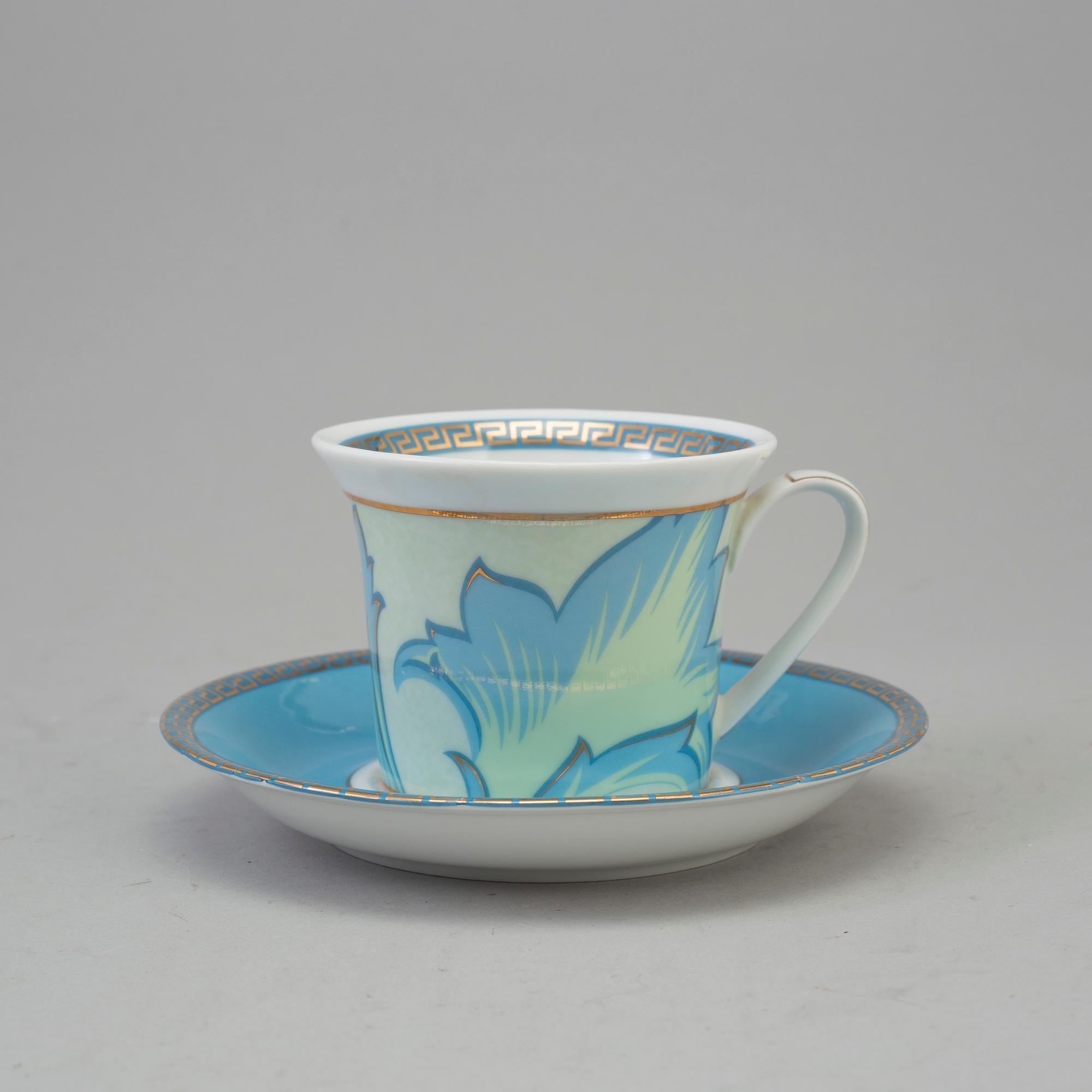 Coffee set, 6 cups with plates. "Arabesque", Versace för Rosenthal. Hight 8 cm, Diameter 9.5 cm. Plates diameter 16 cm.