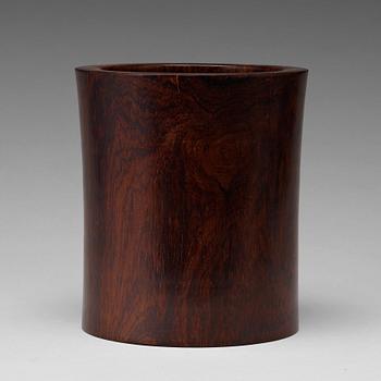 632. A Chinese wooden brush pot, 20th Century.