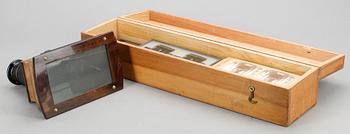 STEREOSKOP samt BILDER, s.k. stereoviewer, Brewster Type 3D, 1800-talets andra hälft.