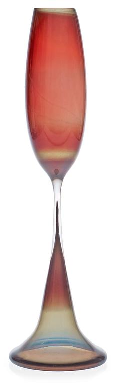A Nils Landberg red and grey glass goblet, Orrefors.