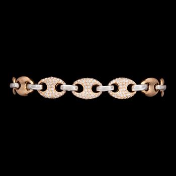 1095. BRAACELET, gold and brilliant cut diamonds, tot. app. 3 cts.