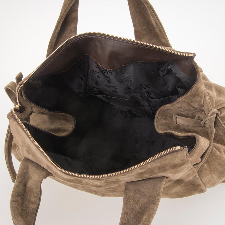 GUCCI Medium Suede Hysteria Top Handle Handbag.