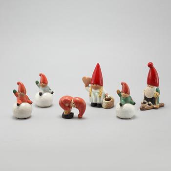 Six 1990s figurines by Lisa Larson, mainly K-studio, Gustavsberg.