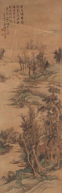 A Chinese scroll painting after Lan Meng (1644-1722), Qing dynasty.