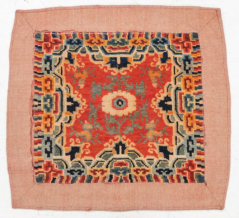 A antique Tibetian meditation rug, c 84 x 80 cm.