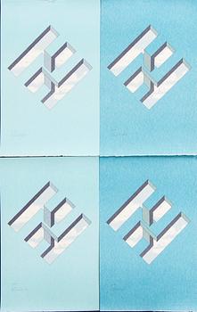 Oscar Reutersvärd, four color lithographs, signed 27/120, 29/120, 25/120 and 2/120.