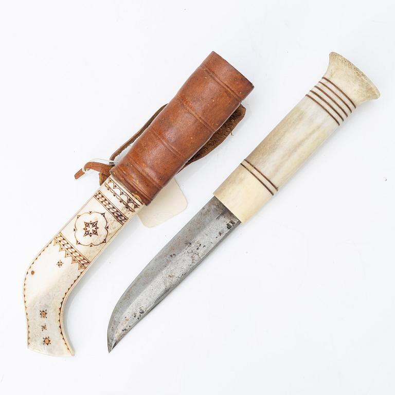 Esse Poggats, (d.y.), half-horn knife, signed.