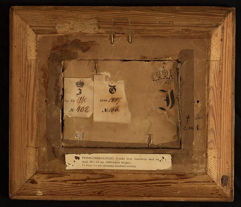 PLAKETT, porslin. Tyskland, 1800-talets första del. Märke. Vy över "München".
