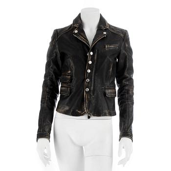 635. DSQUARED, a black leather jacket, size 44.
