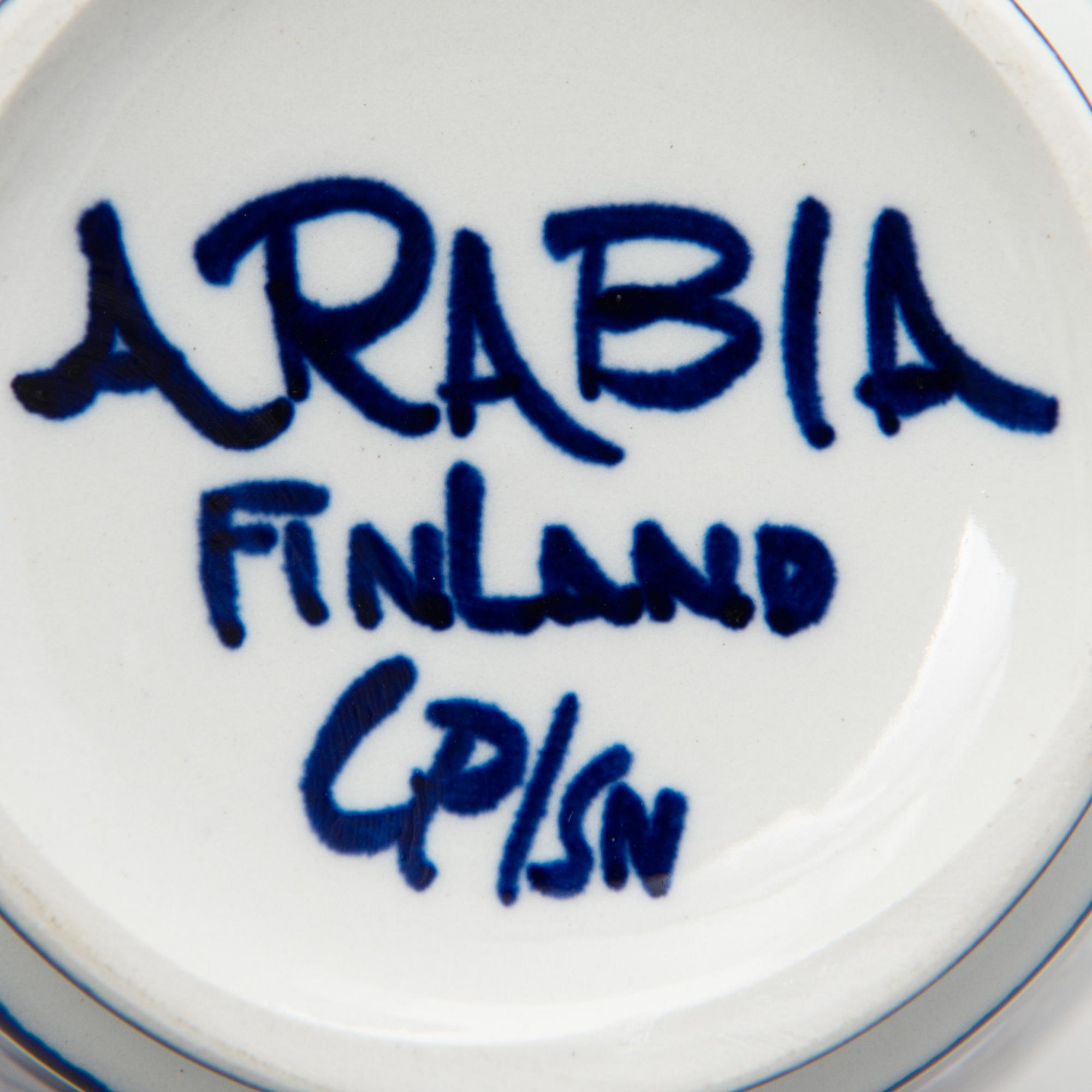 Four big tea cups with saucers, Arabia Finland 1964-1971.