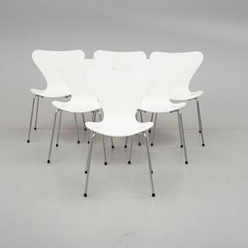 STOLAR, 6 st. "Sjuan", Arne Jacobsen, Fritz Hansen, Danmark 1983.
