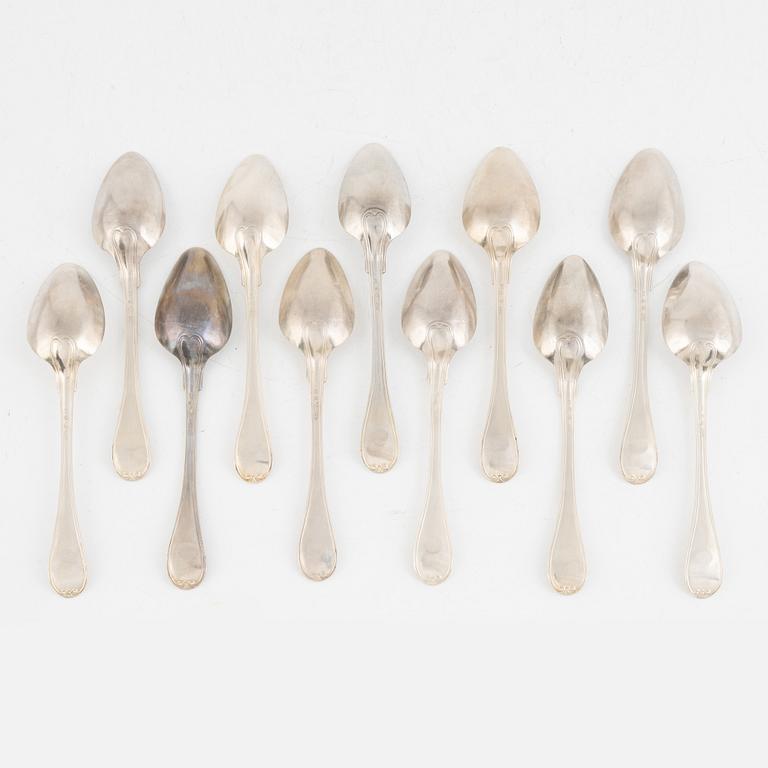 Gustaf Theodor Folcker, bordsskedar, 11 st, silver, Stockholm 1845-46.