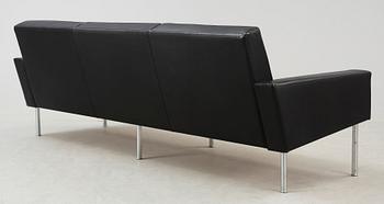 A Hans J Wegner three-seated black leather 'GE-34' sofa, AP-stolen, Denmark 1950's-60's.