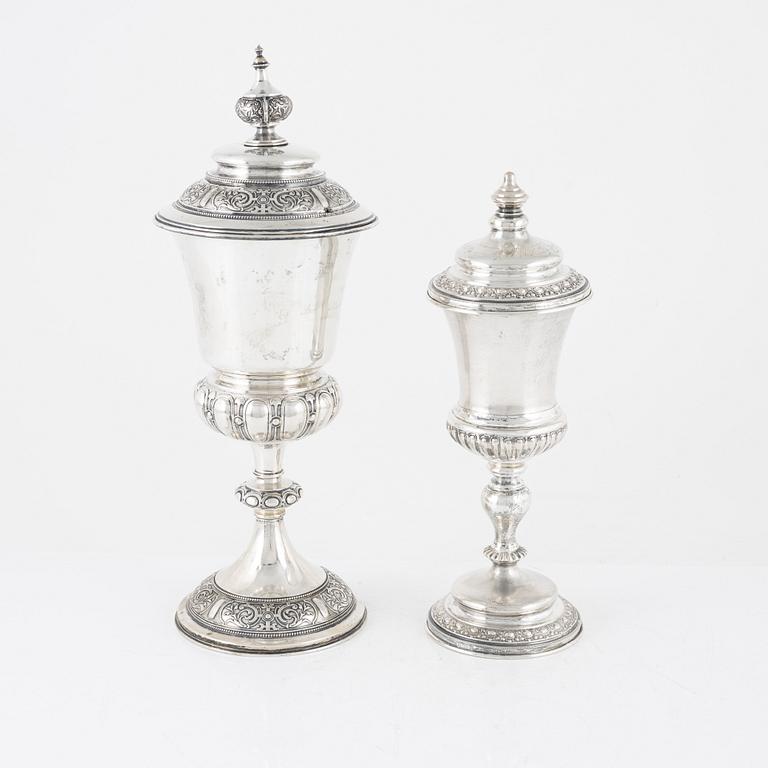 Two Silver Lided Cups, including Carl August Nilsson, Malmö 1885.