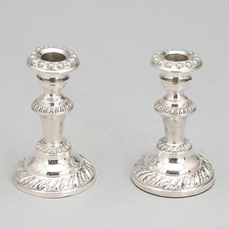 LJUSSTAKAR, ett par, silver, Carl Nyström, Stockholm, 1842.