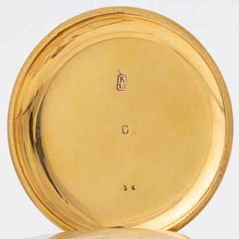 Pocket watch, hunter, 18K gold, 50 mm.