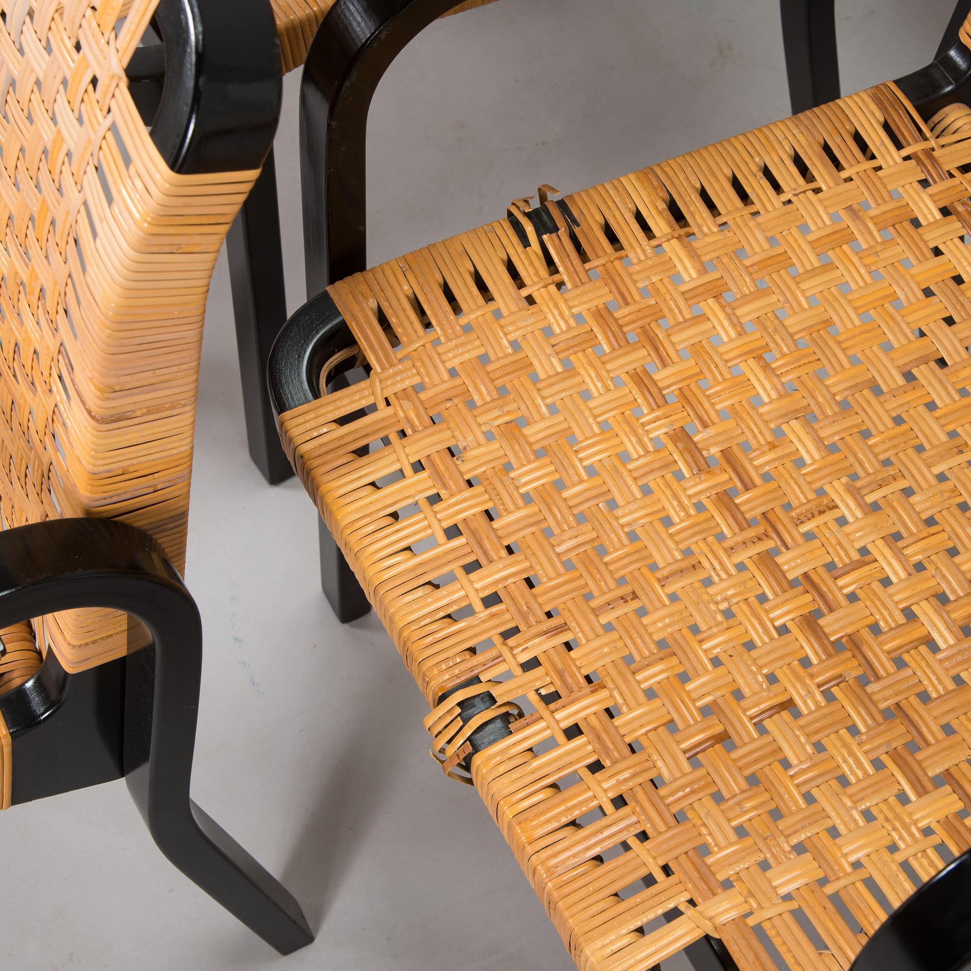 Alvar Aalto, nojatuoleja, 6 kpl, malli 45, Artek 1970-luku.