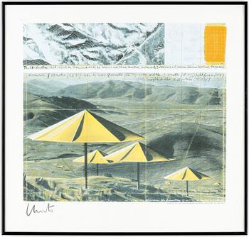 Christo & Jeanne-Claude · CHRISTO, färgoffset med collage, signerad.