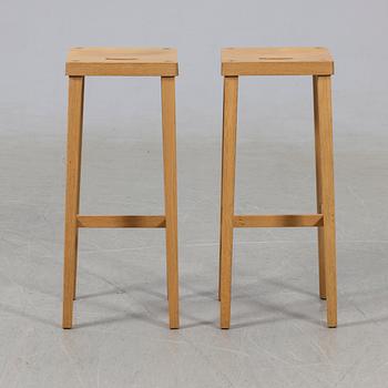 Bar stools, a pair, Tre Sekel, 2010s.