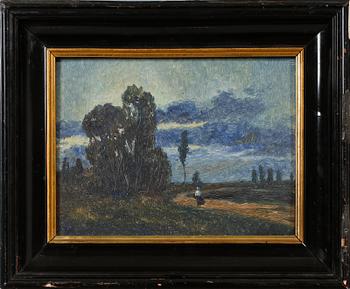 OIDENTIFIERAD KONSTNÄR, olja på pannå, signerad, 1900-talets början.
