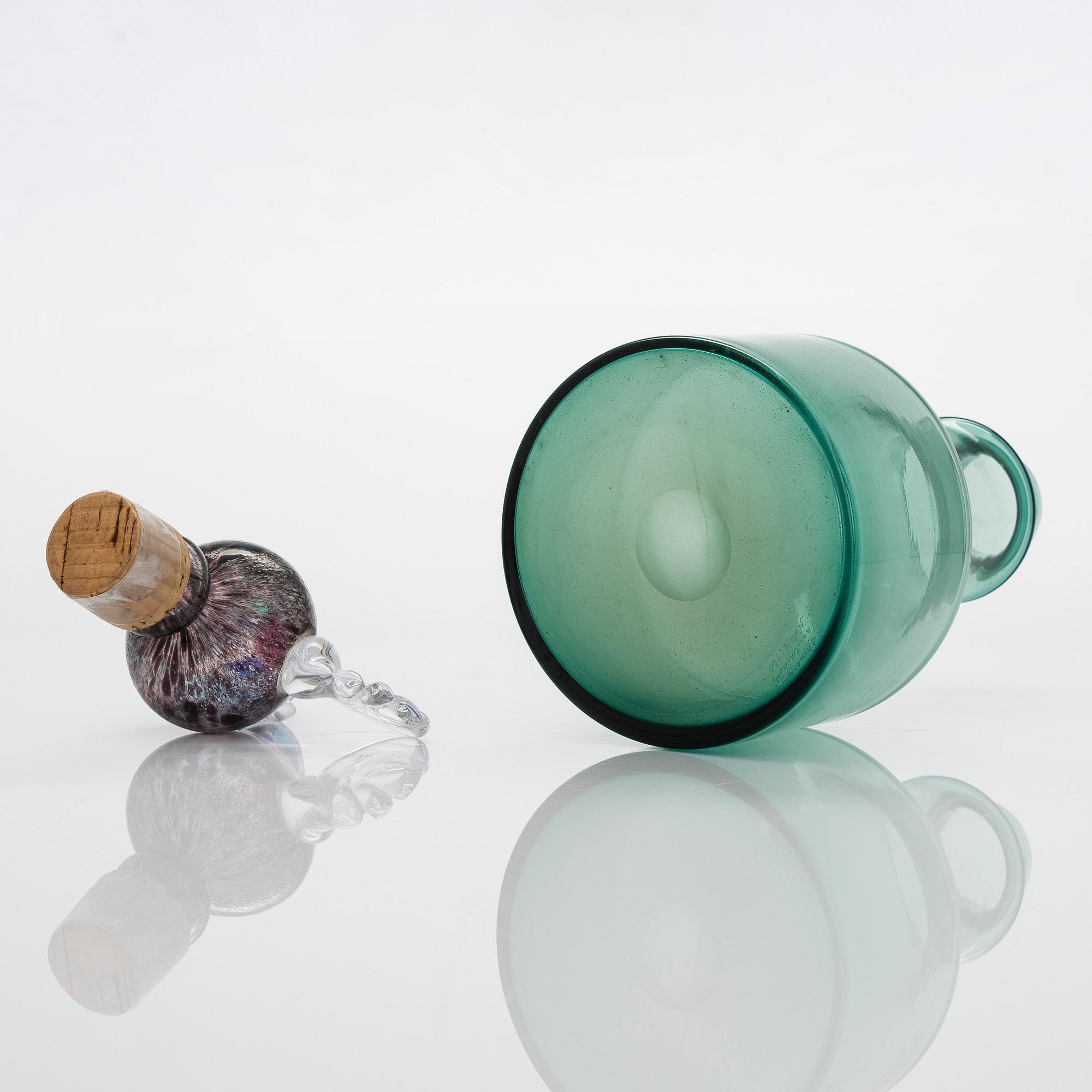 Kaj Franck, karaff, modell 1502, "Tuppflaska" signerad K. Franck Nuutajärvi Notsjö -60.