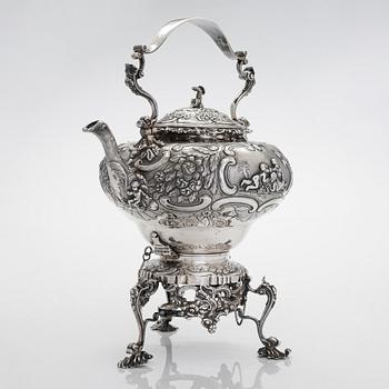 A Georgian seven-piece, sterling silver tea and coffee set, maker's mark of Joseph Angell, London 1817-1823.