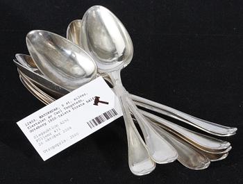 MATSKEDAR, 8 st, silver, flertalet av Carl Tengstedt, Göteborg 1800-talets första hälft.