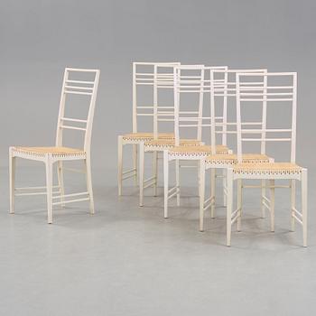 Erik Chambert, A set of six Erik Chambert 'Poem' white lacquered chairs, Chambert's, Sweden 1950's.