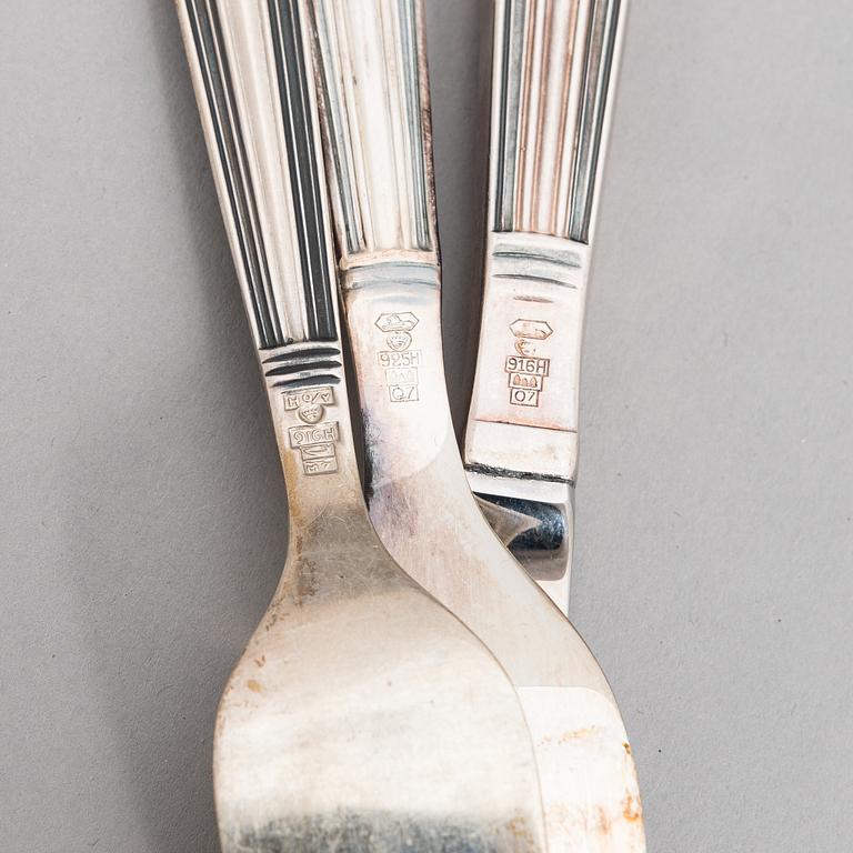 A 71-piece set of 'Margit' silver cutlery, Helsinki and Hämeenlinna, Finland 1963-68.