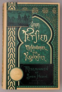 PARTI BÖCKER, 6 st, Reseskildringar från Asien/Afrika, bl a "Genom Persien, Mesopotamien och Kaukasien" Sven Hedin 1887.