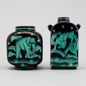 2 vases of the "V series", Ilse Claesson Rörstrand 1930´s.