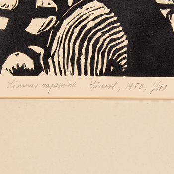 EERIK HAAMER, a linoleum cut, signed and numbered 1/100, dated 1953.