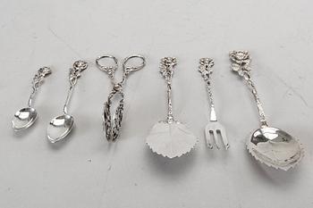 22 pieces of second half of the 20th century silver silver cutlery. Total weight app. 250 gram.